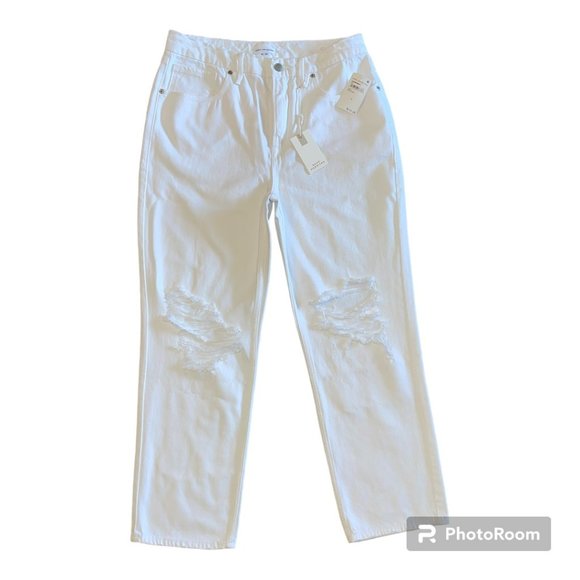 NWT Good American Good '90s Duster Straight Leg White Jeans, Size 10/30 - Picture 6 of 7